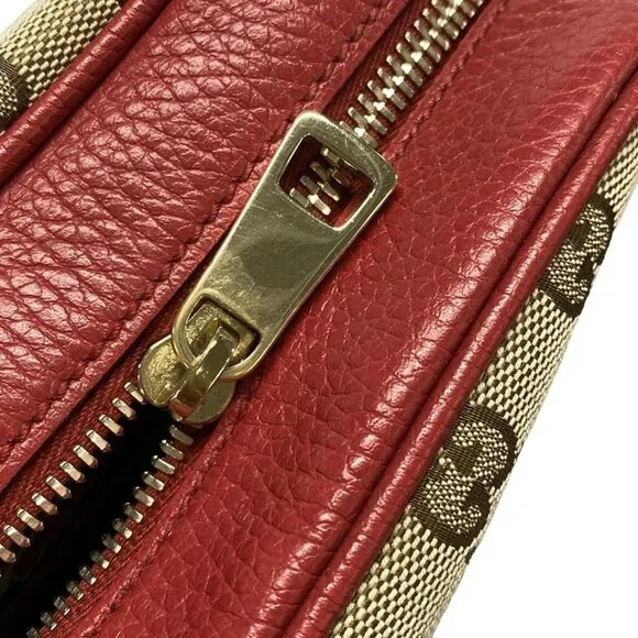 GUCCI Bree/GG Beige Dark Brown Red Jacquard Leather - Shoulder Bag 506-060625